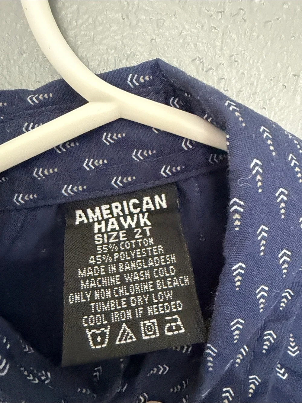 American Hawk Boys‎ Navy Blue Geometric/Arrow Pattern Button Down Shirt 2T
